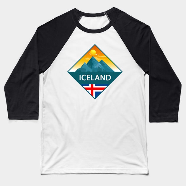 Iceland Mountain Sticker, Iceland Sticker Baseball T-Shirt by norwayraw